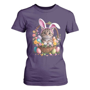 Funny Easter Day Cat Bunny Ears Egg Basket T Shirt For Women TS11 Purple Print Your Wear