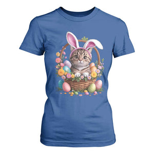Funny Easter Day Cat Bunny Ears Egg Basket T Shirt For Women TS11 Royal Blue Print Your Wear