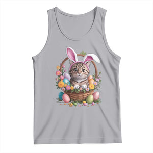 Funny Easter Day Cat Bunny Ears Egg Basket Tank Top TS11 Athletic Heather Print Your Wear