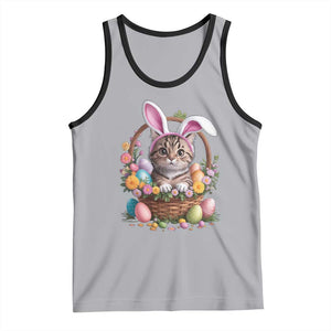 Funny Easter Day Cat Bunny Ears Egg Basket Tank Top TS11 Athletic Heather Black Print Your Wear