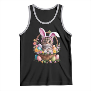 Funny Easter Day Cat Bunny Ears Egg Basket Tank Top TS11 Black Athletic Heather Print Your Wear
