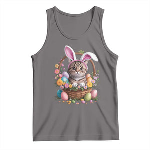 Funny Easter Day Cat Bunny Ears Egg Basket Tank Top TS11 Deep Heather Print Your Wear