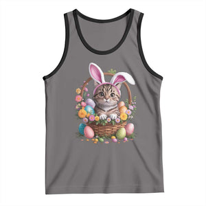 Funny Easter Day Cat Bunny Ears Egg Basket Tank Top TS11 Deep Heather Black Print Your Wear
