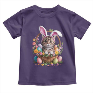 Funny Easter Day Cat Bunny Ears Egg Basket Toddler T Shirt TS11 Purple Print Your Wear