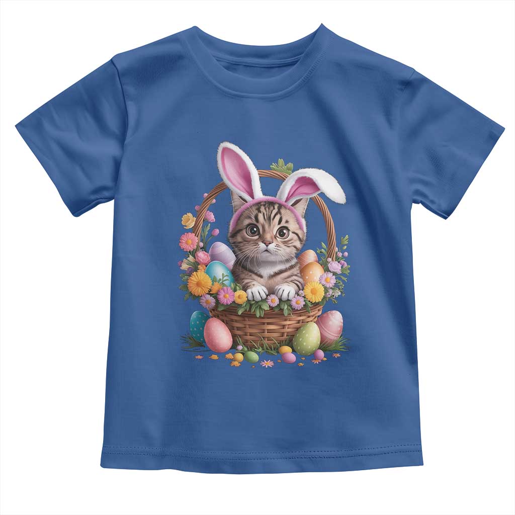 Funny Easter Day Cat Bunny Ears Egg Basket Toddler T Shirt TS11 Royal Blue Print Your Wear