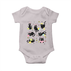 Funny Black Cat With Bunny Eggs Easter Day Baby Onesie TS11 Ice Gray Print Your Wear
