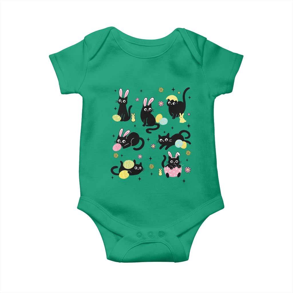 Funny Black Cat With Bunny Eggs Easter Day Baby Onesie TS11 Irish Green Print Your Wear