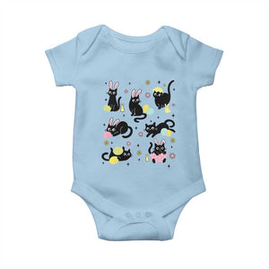 Funny Black Cat With Bunny Eggs Easter Day Baby Onesie TS11 Light Blue Print Your Wear