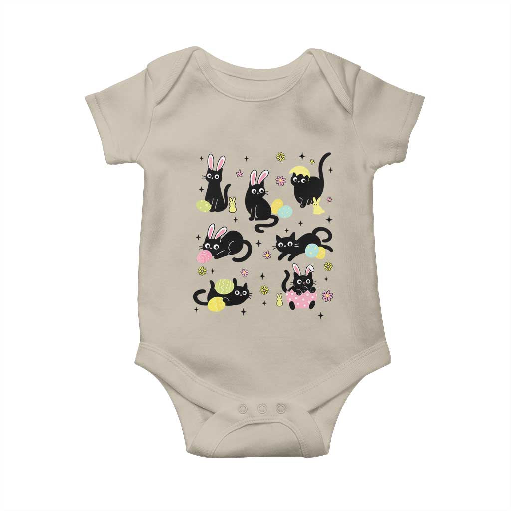 Funny Black Cat With Bunny Eggs Easter Day Baby Onesie TS11 Sand Print Your Wear