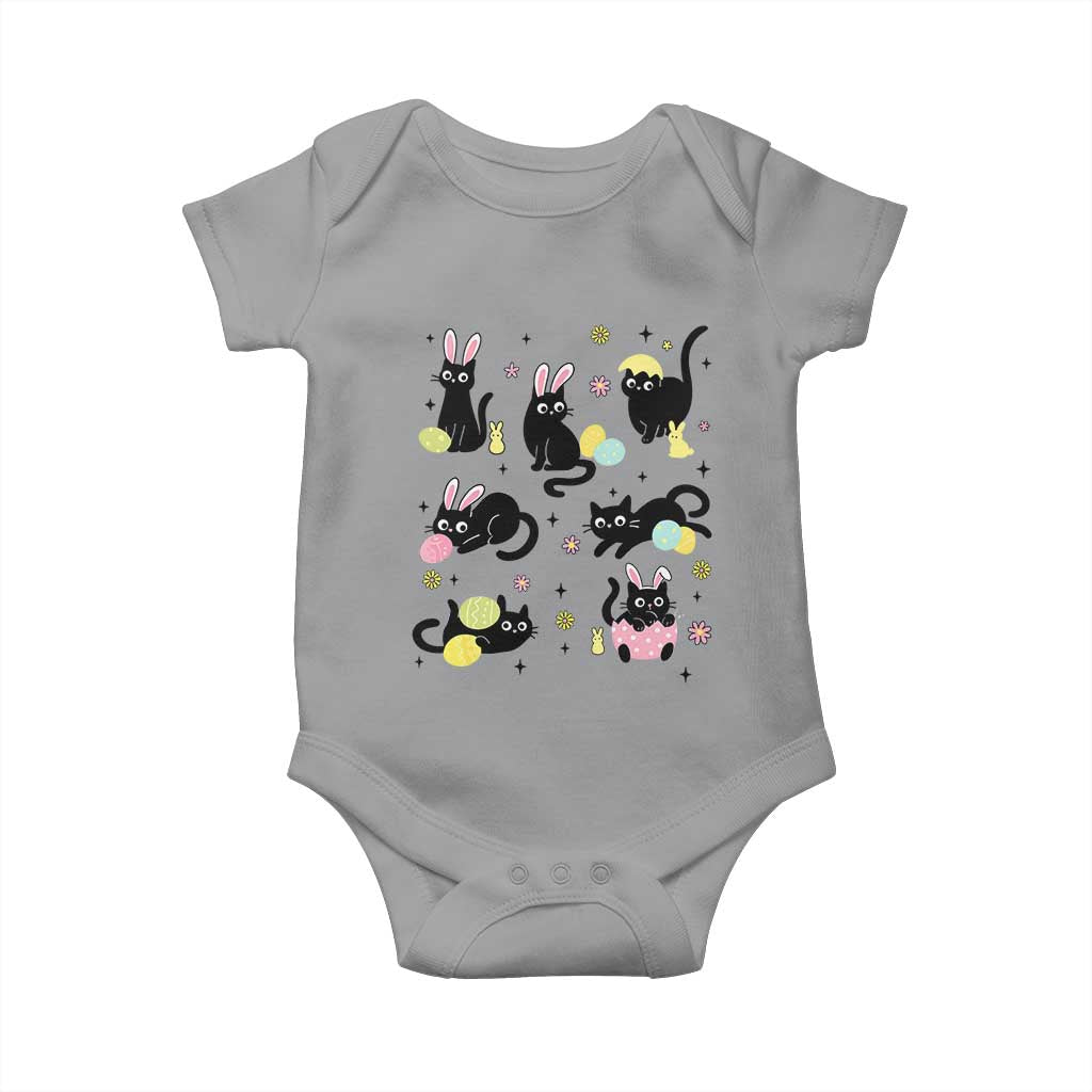 Funny Black Cat With Bunny Eggs Easter Day Baby Onesie TS11 Sport Gray Print Your Wear