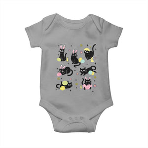 Funny Black Cat With Bunny Eggs Easter Day Baby Onesie TS11 Sport Gray Print Your Wear