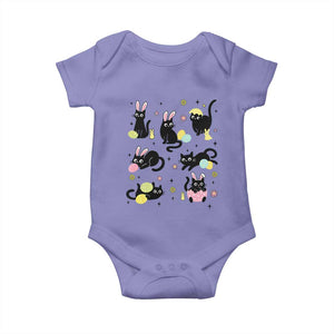 Funny Black Cat With Bunny Eggs Easter Day Baby Onesie TS11 Violet Print Your Wear
