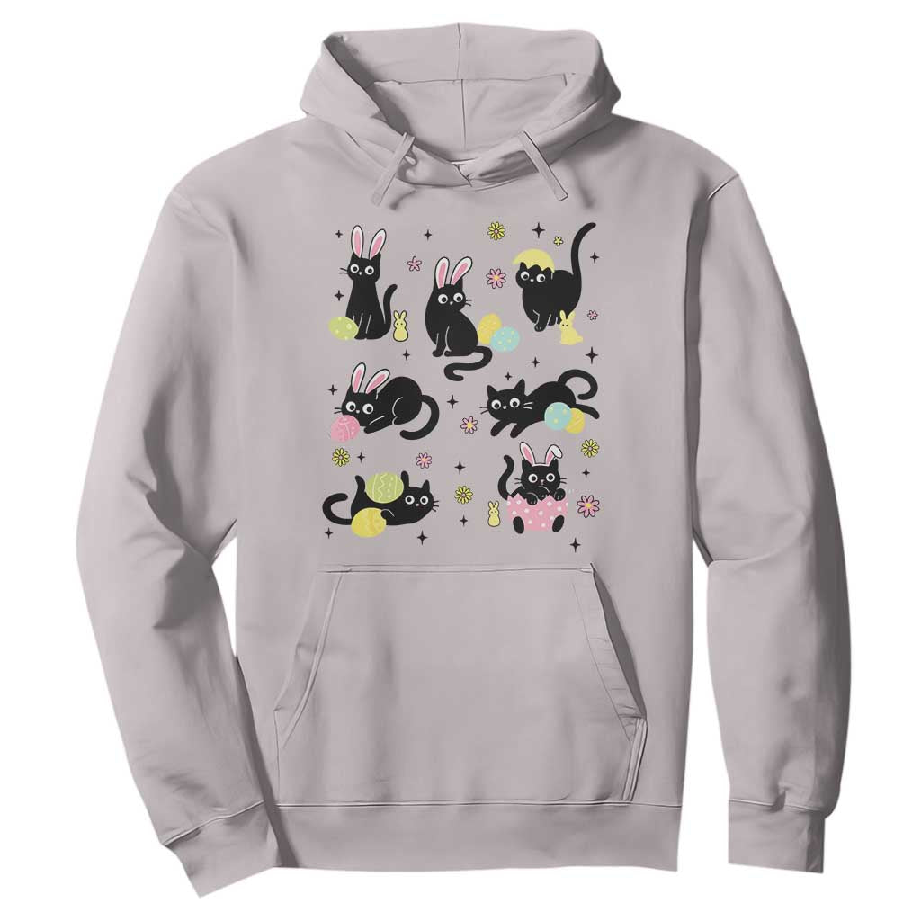 Funny Black Cat With Bunny Eggs Easter Day Hoodie TS11 Ice Gray Print Your Wear