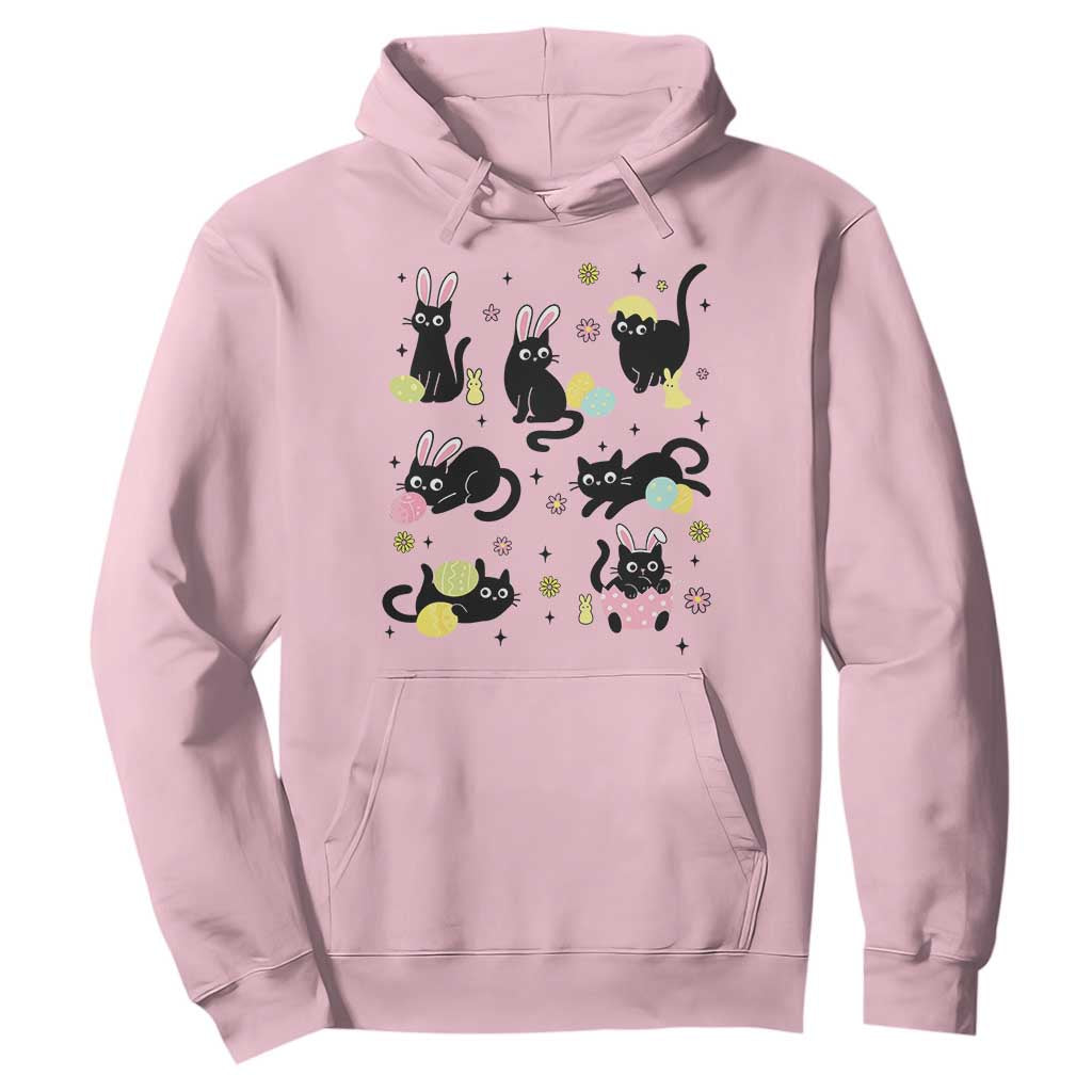 Funny Black Cat With Bunny Eggs Easter Day Hoodie TS11 Light Pink Print Your Wear