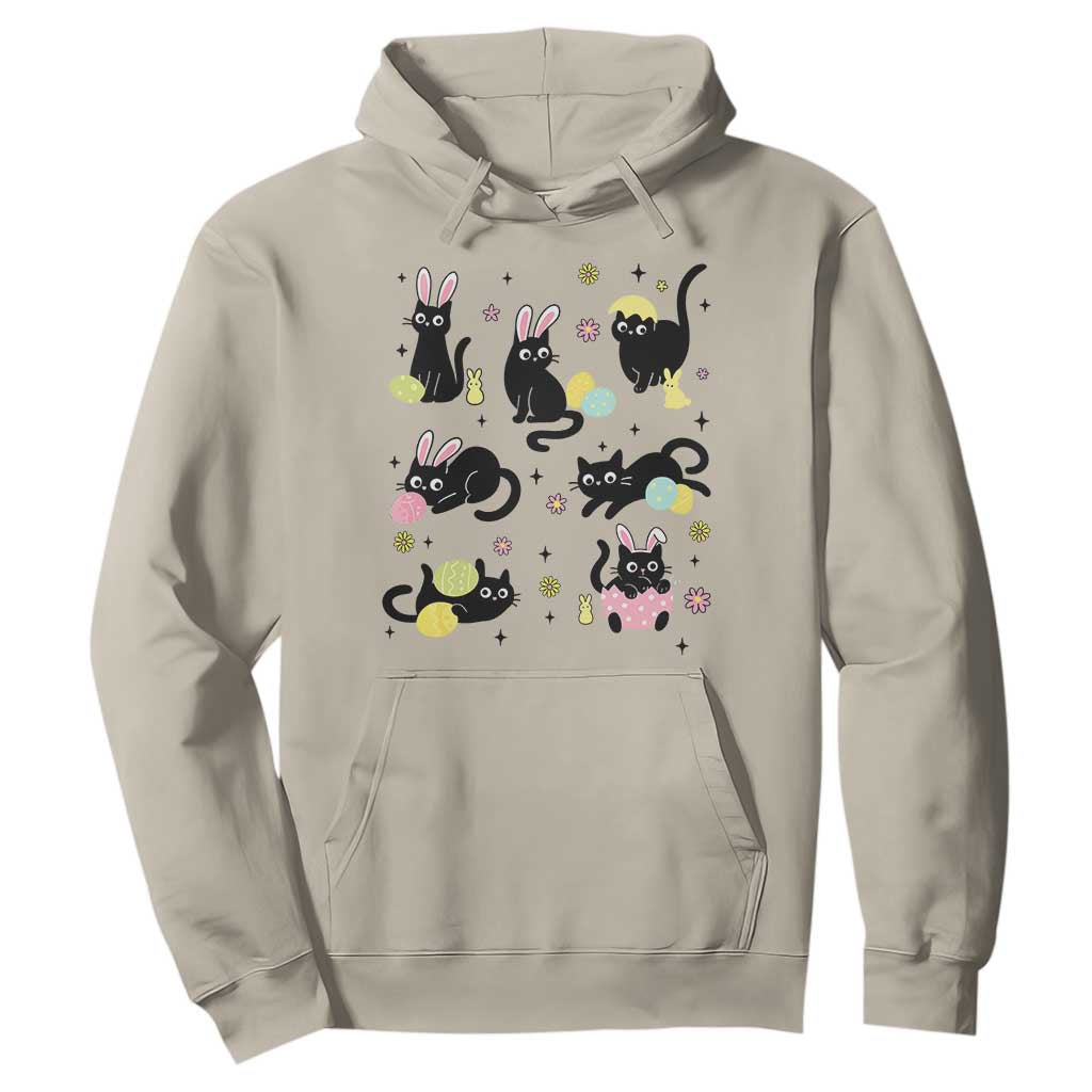 Funny Black Cat With Bunny Eggs Easter Day Hoodie TS11 Sand Print Your Wear