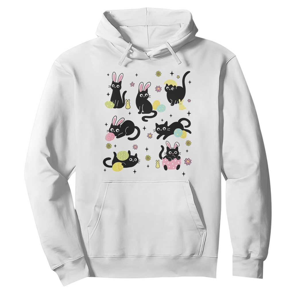 Funny Black Cat With Bunny Eggs Easter Day Hoodie TS11 White Print Your Wear