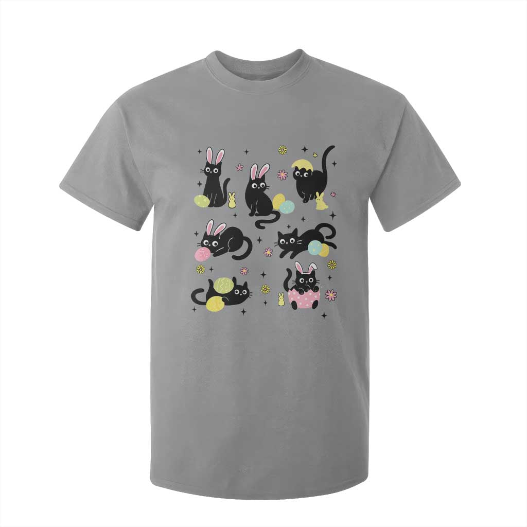 Funny Black Cat With Bunny Eggs Easter Day T Shirt For Kid TS11 Sport Gray Print Your Wear