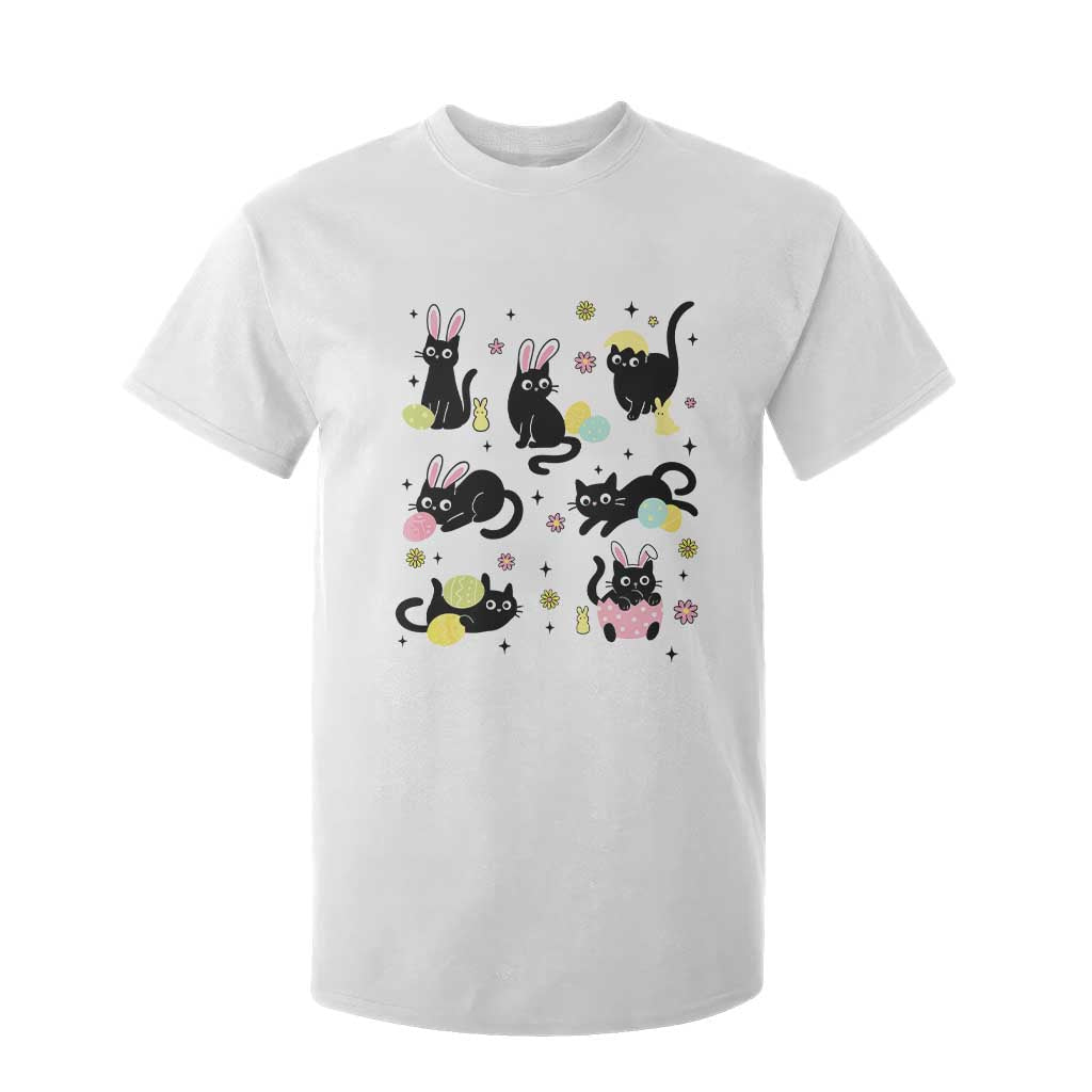 Funny Black Cat With Bunny Eggs Easter Day T Shirt For Kid TS11 White Print Your Wear