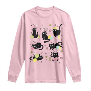 Funny Black Cat With Bunny Eggs Easter Day Long Sleeve Shirt TS11 Light Pink Print Your Wear