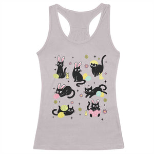 Funny Black Cat With Bunny Eggs Easter Day Racerback Tank Top TS11 Ice Gray Print Your Wear