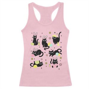 Funny Black Cat With Bunny Eggs Easter Day Racerback Tank Top TS11 Light Pink Print Your Wear