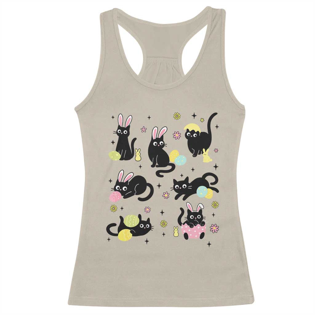 Funny Black Cat With Bunny Eggs Easter Day Racerback Tank Top TS11 Sand Print Your Wear