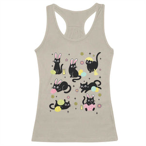 Funny Black Cat With Bunny Eggs Easter Day Racerback Tank Top TS11 Sand Print Your Wear