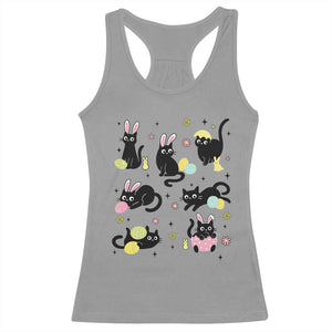 Funny Black Cat With Bunny Eggs Easter Day Racerback Tank Top TS11 Sport Gray Print Your Wear