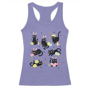 Funny Black Cat With Bunny Eggs Easter Day Racerback Tank Top TS11 Violet Print Your Wear