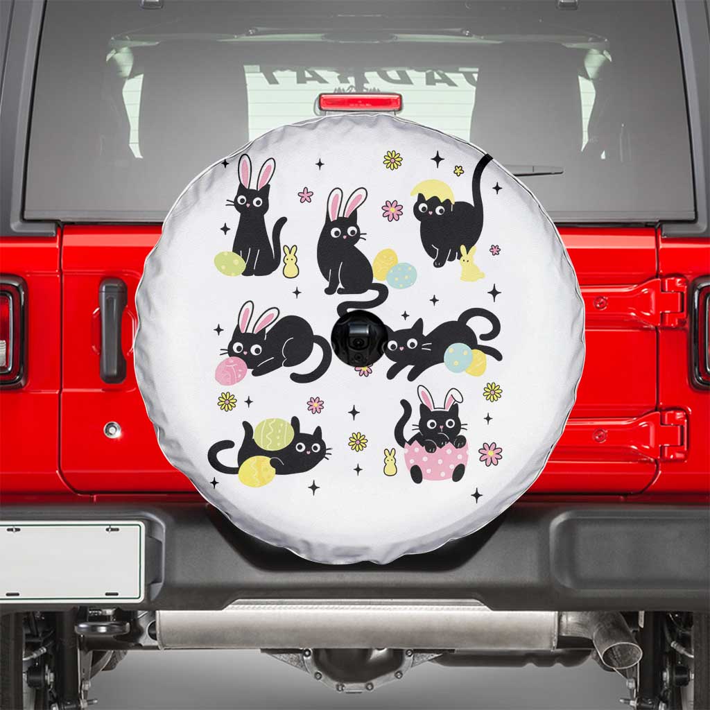 Funny Black Cat With Bunny Eggs Easter Day Spare Tire Cover TS11 White Print Your Wear