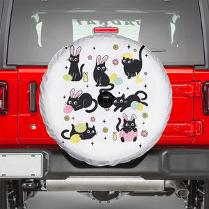 Funny Black Cat With Bunny Eggs Easter Day Spare Tire Cover TS11 White Print Your Wear