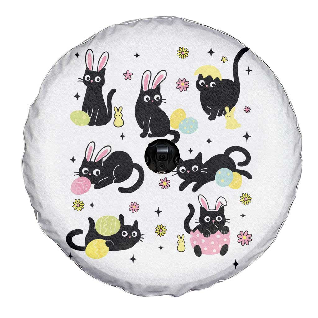 Funny Black Cat With Bunny Eggs Easter Day Spare Tire Cover TS11 Print Your Wear