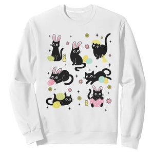 Funny Black Cat With Bunny Eggs Easter Day Sweatshirt TS11 White Print Your Wear