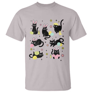 Funny Black Cat With Bunny Eggs Easter Day T Shirt TS11 Ice Gray Print Your Wear