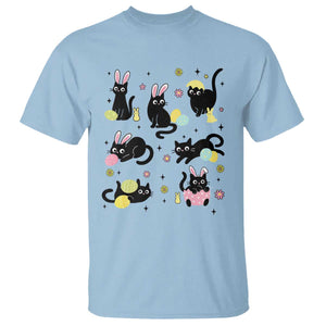 Funny Black Cat With Bunny Eggs Easter Day T Shirt TS11 Light Blue Print Your Wear