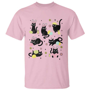 Funny Black Cat With Bunny Eggs Easter Day T Shirt TS11 Light Pink Print Your Wear