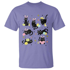 Funny Black Cat With Bunny Eggs Easter Day T Shirt TS11 Violet Print Your Wear