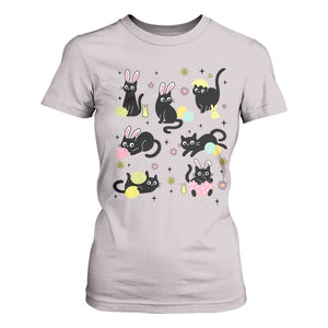 Funny Black Cat With Bunny Eggs Easter Day T Shirt For Women TS11 Ice Gray Print Your Wear