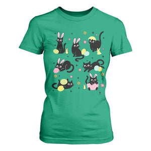 Funny Black Cat With Bunny Eggs Easter Day T Shirt For Women TS11 Irish Green Print Your Wear
