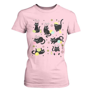Funny Black Cat With Bunny Eggs Easter Day T Shirt For Women TS11 Light Pink Print Your Wear