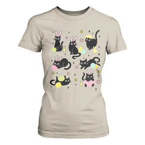 Funny Black Cat With Bunny Eggs Easter Day T Shirt For Women TS11 Sand Print Your Wear
