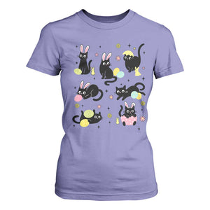 Funny Black Cat With Bunny Eggs Easter Day T Shirt For Women TS11 Violet Print Your Wear