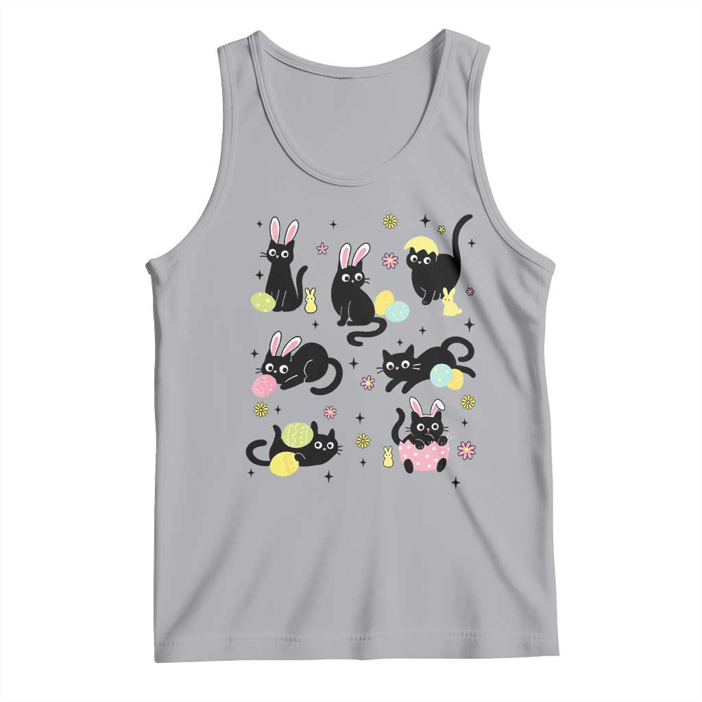 Funny Black Cat With Bunny Eggs Easter Day Tank Top TS11 Athletic Heather Print Your Wear