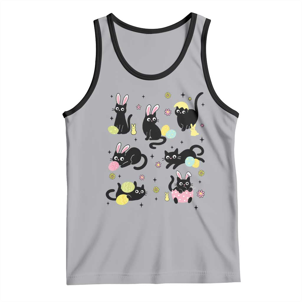 Funny Black Cat With Bunny Eggs Easter Day Tank Top TS11 Athletic Heather Black Print Your Wear