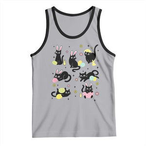 Funny Black Cat With Bunny Eggs Easter Day Tank Top TS11 Athletic Heather Black Print Your Wear