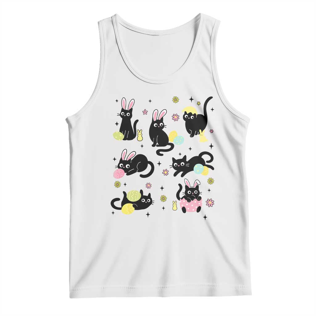Funny Black Cat With Bunny Eggs Easter Day Tank Top TS11 White Print Your Wear
