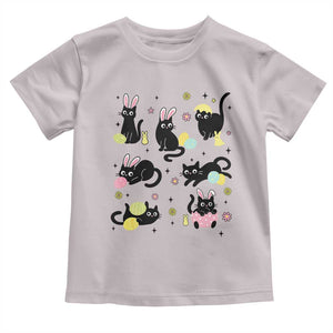Funny Black Cat With Bunny Eggs Easter Day Toddler T Shirt TS11 Ice Gray Print Your Wear