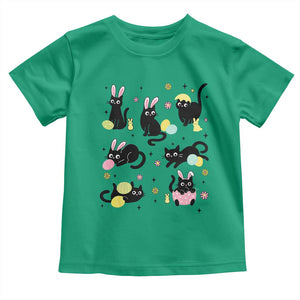 Funny Black Cat With Bunny Eggs Easter Day Toddler T Shirt TS11 Irish Green Print Your Wear