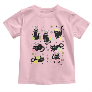 Funny Black Cat With Bunny Eggs Easter Day Toddler T Shirt TS11 Light Pink Print Your Wear