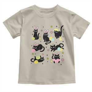 Funny Black Cat With Bunny Eggs Easter Day Toddler T Shirt TS11 Sand Print Your Wear